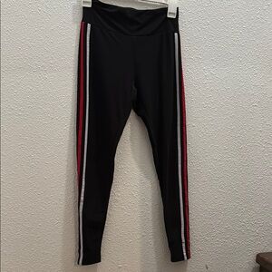 Black Leggings with Red and White Stripes